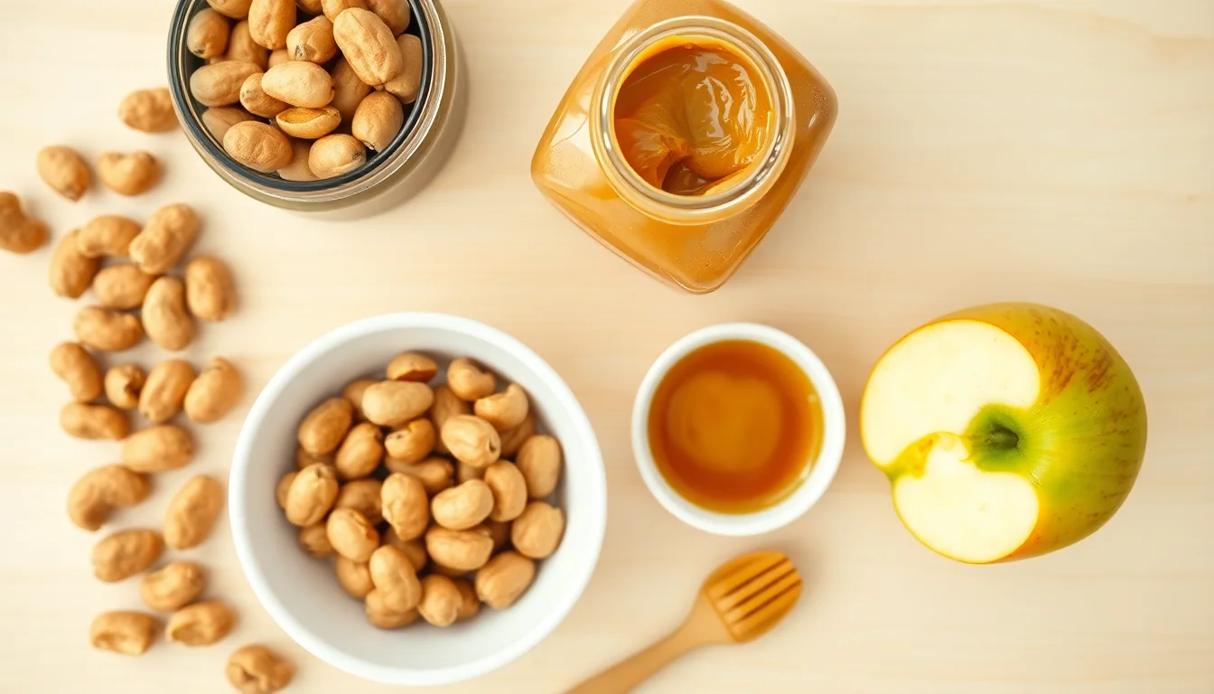 large bowl of raw in-shell peanuts on a wooden farmhouse table, warm natural light